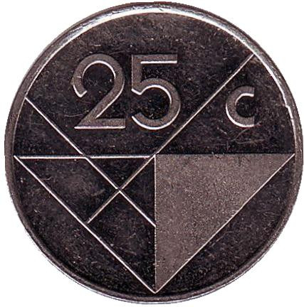 Монета 25 центов, 1990 год, Аруба.