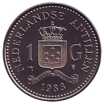 Монета 1 гульден. 1983 год, Нидерландские Антильские острова. UNC.