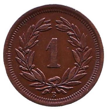 Монета 1 раппен. 1894 год, Швейцария.