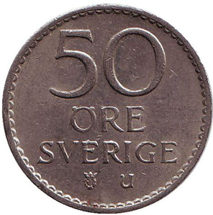 Монета 50 эре. 1970 год, Швеция.