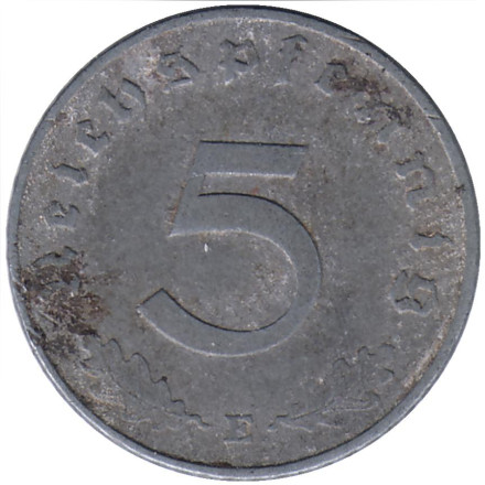 Монета 5 рейхспфеннигов. 1944 год (E), Германия (Третий Рейх).