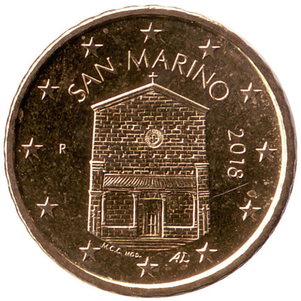 Монета 10 центов, 2018 год, Сан-Марино.