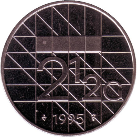 Монета 2,5 гульдена. 1995 год, Нидерланды. BU.
