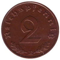 Монета 2 рейхспфеннига. 1940 год (E), Германия (Третий Рейх).