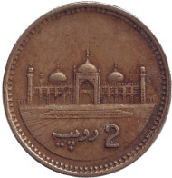 Монета 2 рупии. 1998 год, Пакистан. Мечеть Бадшахи. Монета 2 рупии. 1998 год, Пакистан. Мечеть Бадшахи.