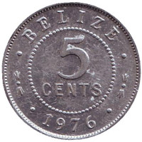 Монета 5 центов. 1976 год, Белиз.