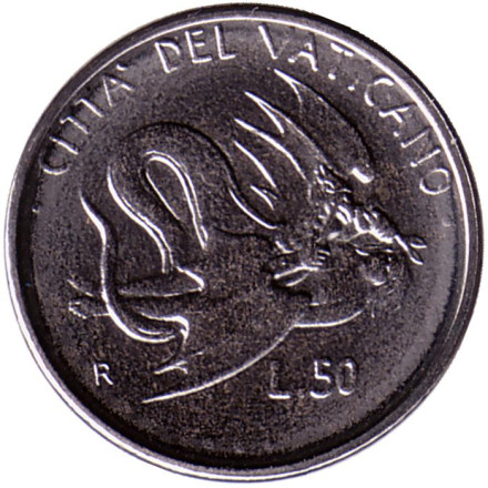 Монета 50 лир. 1995 год, Ватикан. Осуждение абортов.