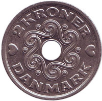 Монета 2 кроны. 2000 год, Дания.