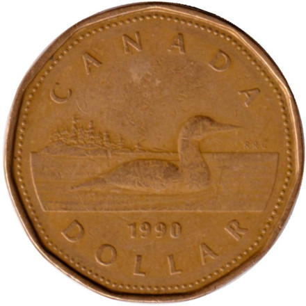 Монета 1 доллар. 1990 год, Канада. Утка.