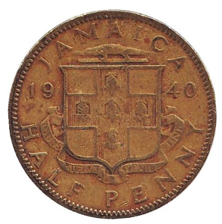 Монета 1/2 пенни. 1940 год, Ямайка.