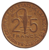 Монета 25 франков. 1970 год, Западные Африканские Штаты. Монета 25 франков. 1970 год, Западные Африканские Штаты.