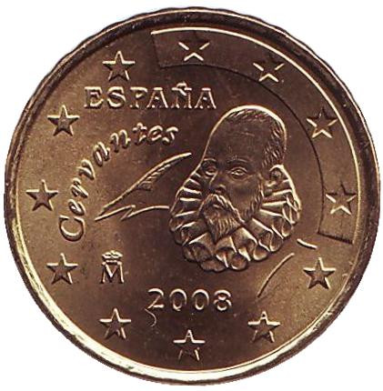 Монета 10 центов. 2008 год, Испания.