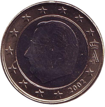Монета 1 евро. 2002 год, Бельгия.