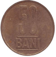 Монета 50 бани. 2006 год, Румыния.