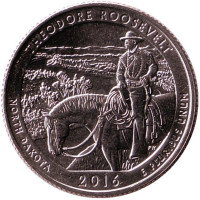 Национальный парк Теодор Рузвельт. Монета 25 центов (D). 2016 год, США.