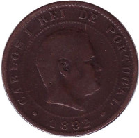 Монета 10 рейсов. 1892 год, Португалия. 