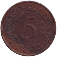 Монета 5 центов. 1948 год, Сейшельские острова.