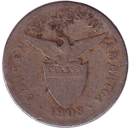 Монета 5 сентаво. 1903 год, Филиппины. Монета 5 сентаво. 1903 год, Филиппины.