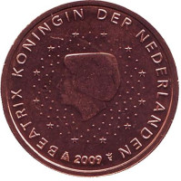 Монета 2 цента. 2009 год, Нидерланды.