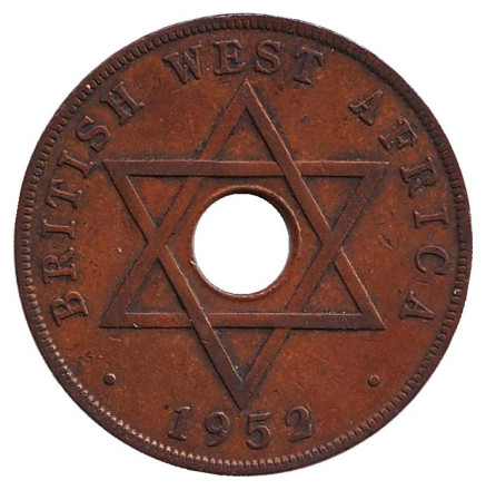 Монета 1 пенни. 1952 год (KN), Британская Западная Африка.