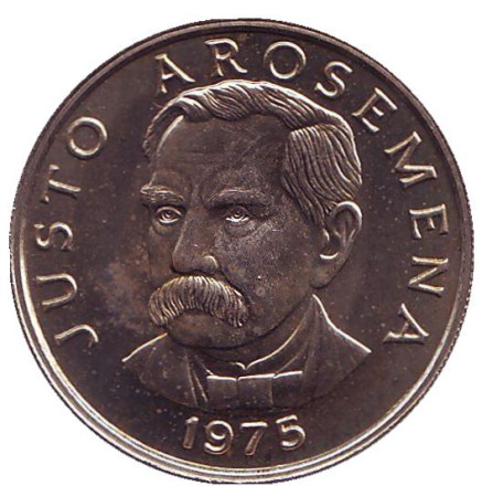 Монета 25 сентесимо. 1975 год, Панама. (Без отметки монетного двора). BU. Хусто Аросемена.
