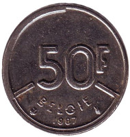 Монета 50 франков. 1987 год, Бельгия. (Belgie) 