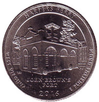 Национальный исторический парк Харперс Ферри. Монета 25 центов (D). 2016 год, США.