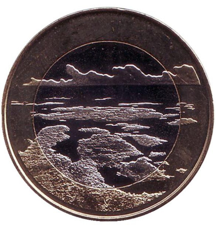 Монета 5 евро. 2018 год, Финляндия. Архипелаговое море.