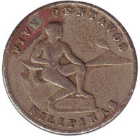 Монета 5 сентаво. 1944 год, Филиппины.