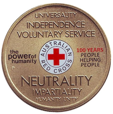 Монета 1 доллар. 2014 год, Австралия. 100 лет Австралийскому Красному кресту.
