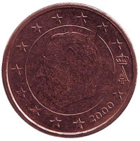 Монета 2 цента. 2000 год, Бельгия.
