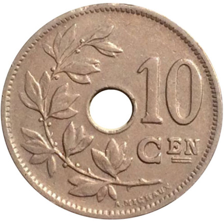 Монета 10 сантимов. 1925 год, Бельгия. (Belgie)