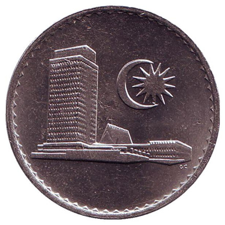 Монета 50 сен. 1982 год, Малайзия. aUNC. Здание парламента.