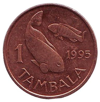 Монета 1 тамбала, 1995 год, Малави. (Магнитная) Рыбы.