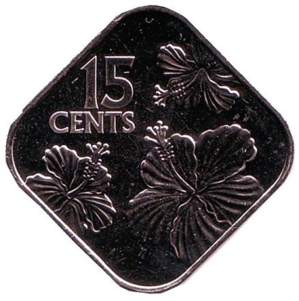 Монета 15 центов. 2018 год, Багамские острова. Гибискус.
