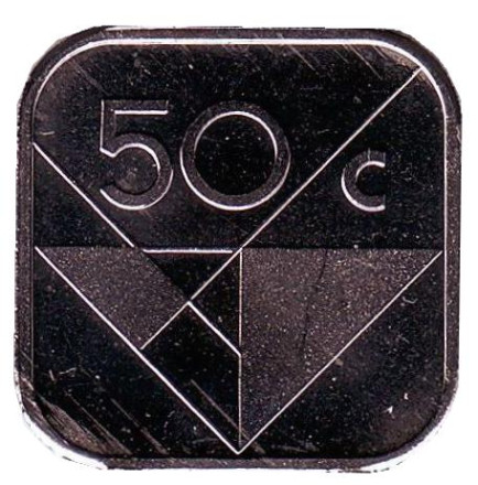 Монета 50 центов. 1990 год, Аруба. UNC.