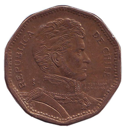 Монета 50 песо. 2000 год, Чили. Бернардо О’Хиггинс.