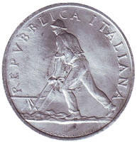 Монета 2 лиры. 1948 год, Италия.