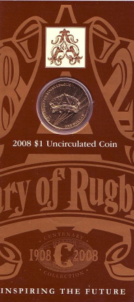 Монета 1 доллар. 2008 год, Австралия. 100-летие Лиги регби.