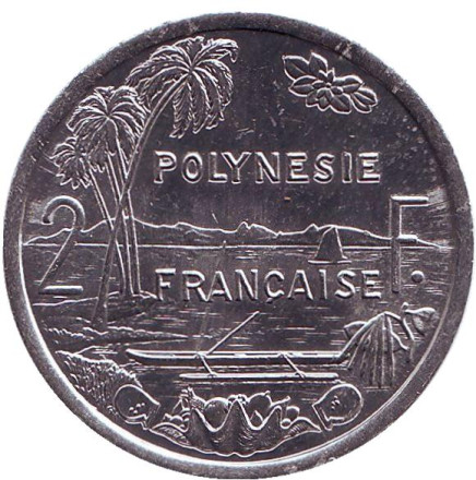 Монета 2 франка. 1991 год, Французская Полинезия.