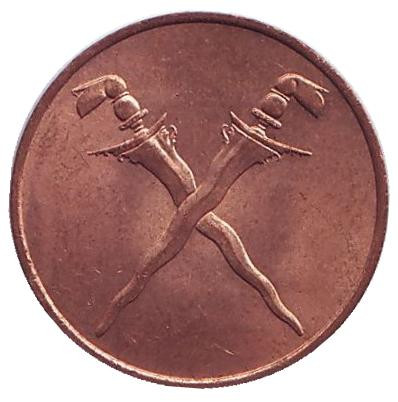 Монета 1 цент. 1962 год, Малайя и Британское Борнео. aUNC. Мечи.
