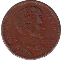 Бернардо О’Хиггинс. Монета 50 песо. 1994 год, Чили. 