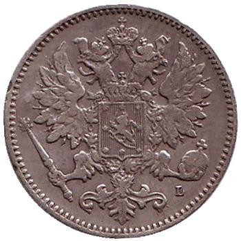 Монета 25 пенни. 1902 год, Финляндия в составе Российской Империи. Монета 25 пенни. 1902 год, Финляндия в составе Российской Империи.