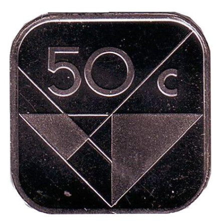 Монета 50 центов. 1991 год, Аруба. UNC.