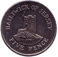 Башня Сеймура в Гровилле. Монета 5 пенсов, 2003 год, Джерси. UNC.