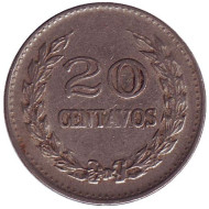 Монета 20 сентаво. 1970 год, Колумбия. Монета 20 сентаво. 1970 год, Колумбия.