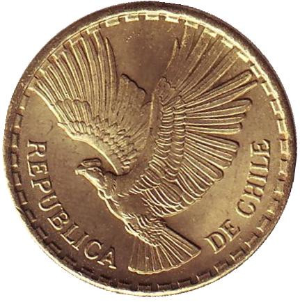 Монета 2 чентезимо. 1968 год, Чили. Кондор.