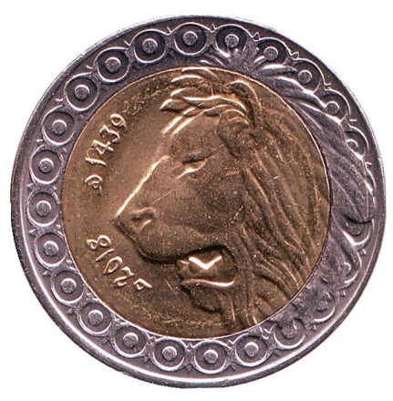 Монета 20 динаров. 2018 год, Алжир. Лев.