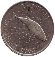 Монета 2 куны. 2006 год, Хорватия. Тунец. Монета 2 куны. 2006 год, Хорватия. Тунец.