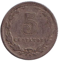Монета 5 сентаво. 1935 год, Аргентина. Монета 5 сентаво. 1935 год, Аргентина.